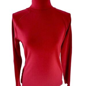 LOFT ANN TAYLOR Vibrant Red 100% Cotton Turtleneck size Medium